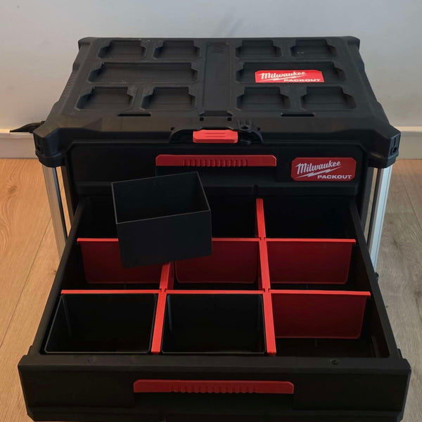 3D-printet indsats til Milwaukee Packout skuffemodul med 3 skuffer