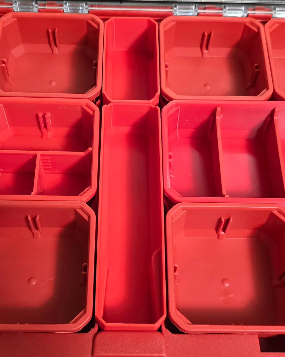 3D-printet center-indsats til Milwaukee Packout Slim sortimentkasse