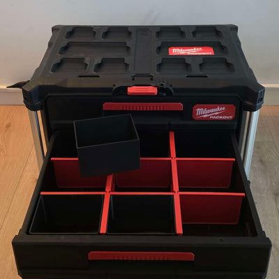 3D-printet indsats til Milwaukee Packout skuffemodul med 3 skuffer